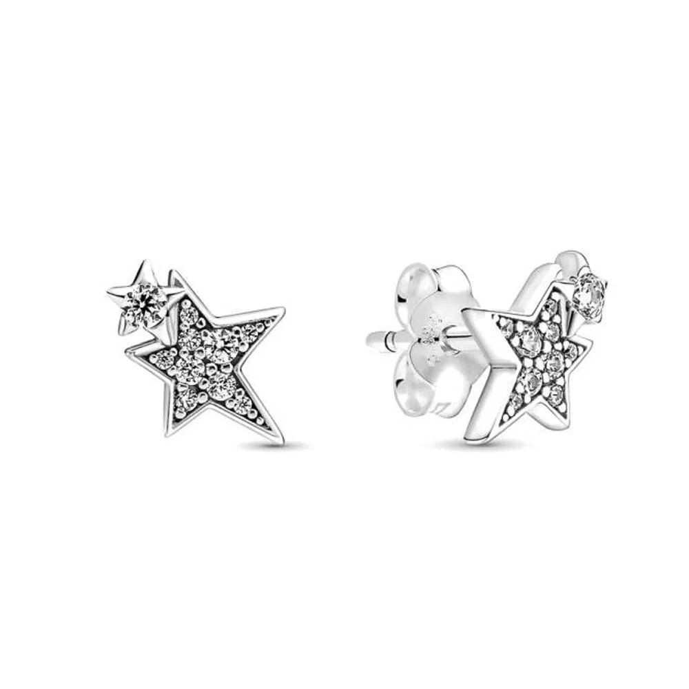 Christmas New 925 Silver Butterfly Blue Heart Red CZ Stud Earrings, Fit Women's Charm Jewelry Gifts Wedding