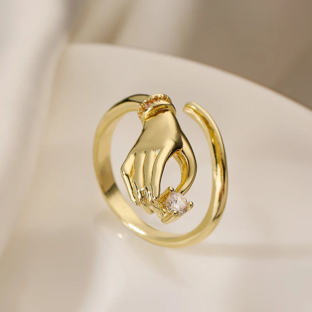 NEWBUY Trendy Gold Color Copper Geometric Jewelry Luxury AAA Cubic Zirconia Wedding Ring For Elegant Women Engagement Gift