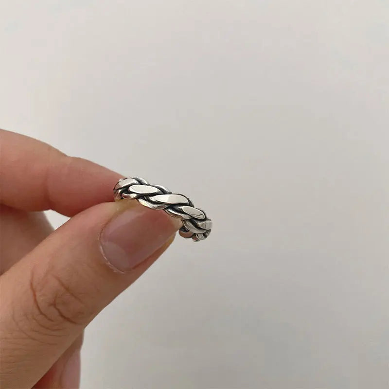 VENTFILLE 925 Sterling Silver Finger Rings New Fashion Creative Cross Hollow Chain Geometric Party Jewelry Gifts