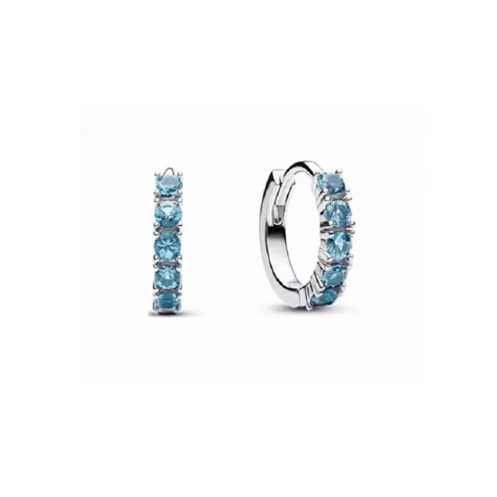 Christmas New 925 Silver Butterfly Blue Heart Red CZ Stud Earrings, Fit Women's Charm Jewelry Gifts Wedding