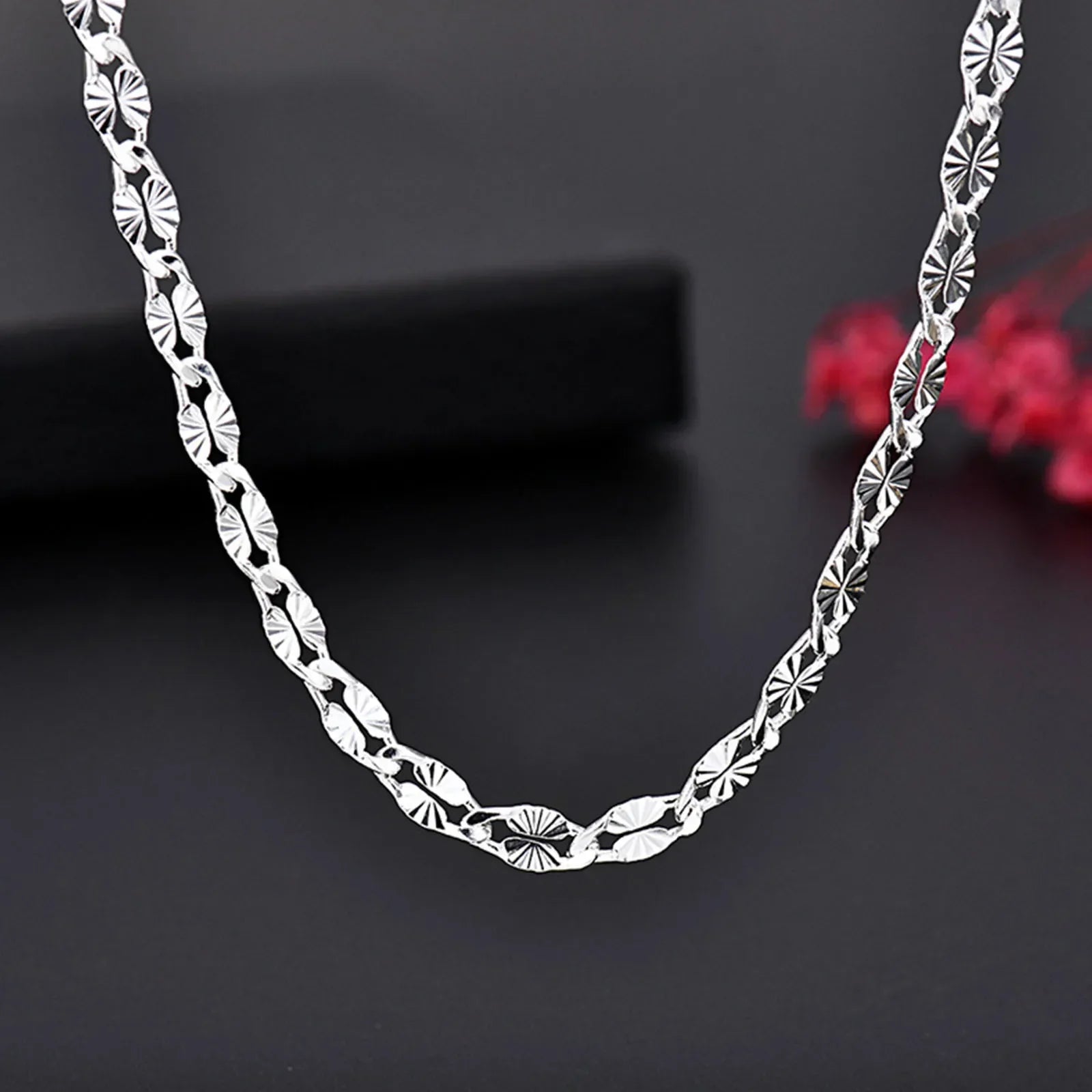 Fine 925 Sterling Silver flat chains Necklaces for Men Women wedding party Jewelry Christmas gifts 45-75cm