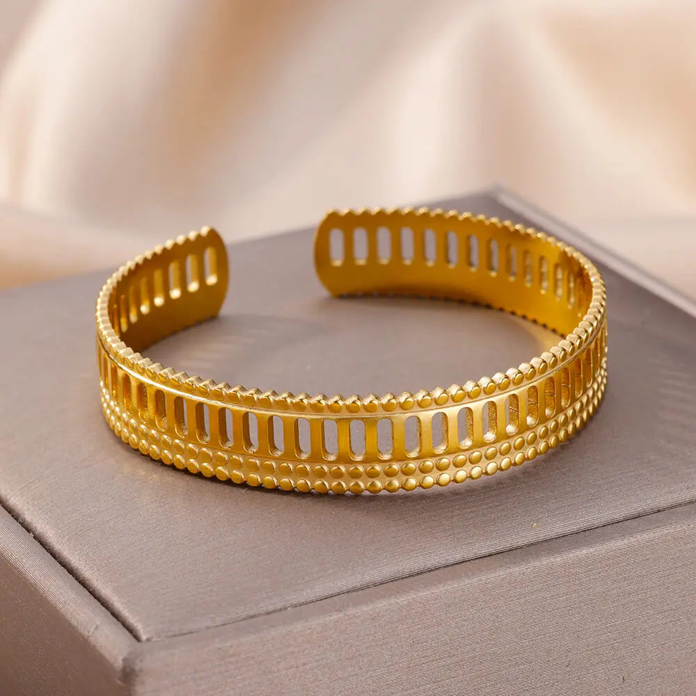 Snake Bangle Bracelet For Women Stainless Steel Opening Gold Plated Opening Bangle Animal Aesthetic Jewelry pulseras mujer