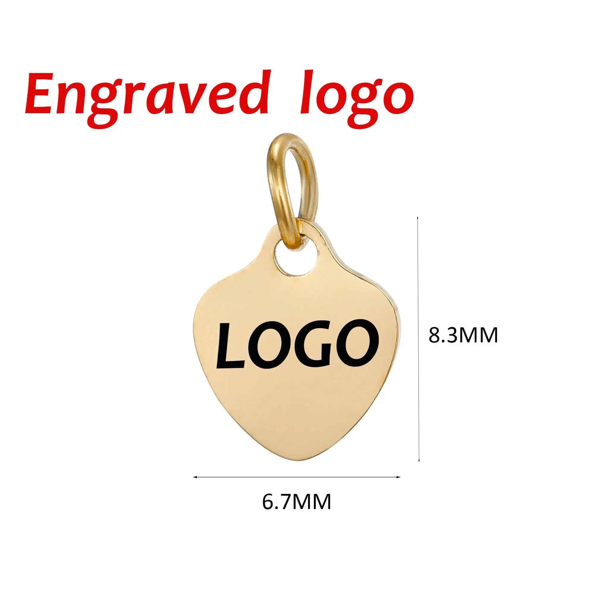 SUNIBI Custom Logo Tags Stainless Steel Charms for Necklace Bracelets 6 Sizes to Choose Jewelry