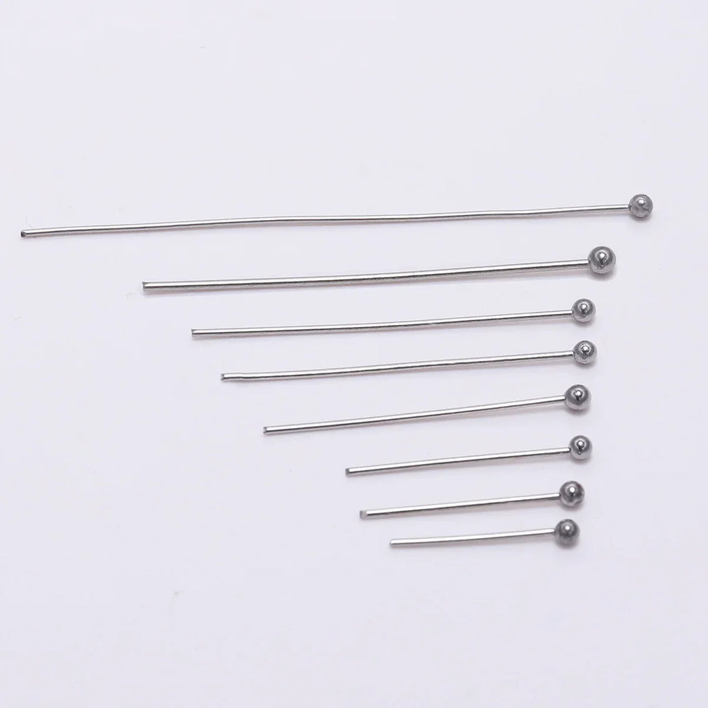 100pcs/Pack Stainless Steel 15-50mm Silver Ball Head Pins For Handmade DIY Jewelry Making Headpin Findings Accessories