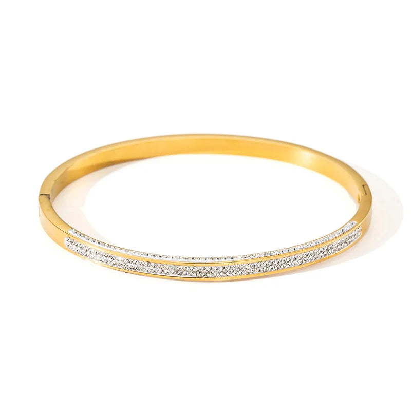 Fashionable Minimalist Nail Bracelet With Starry Sky Diamond Inlay Colorfast Versatile Stainless Steel Bracelet