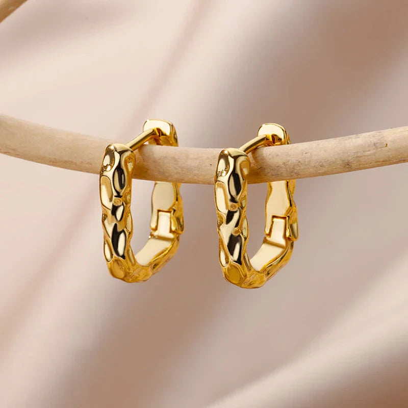 Stainless Steel Hoop Earrings For Women Gold Color Fashion Pearl Piercing Earring 2023 Trend New Luxury Jewelry aretes mujer