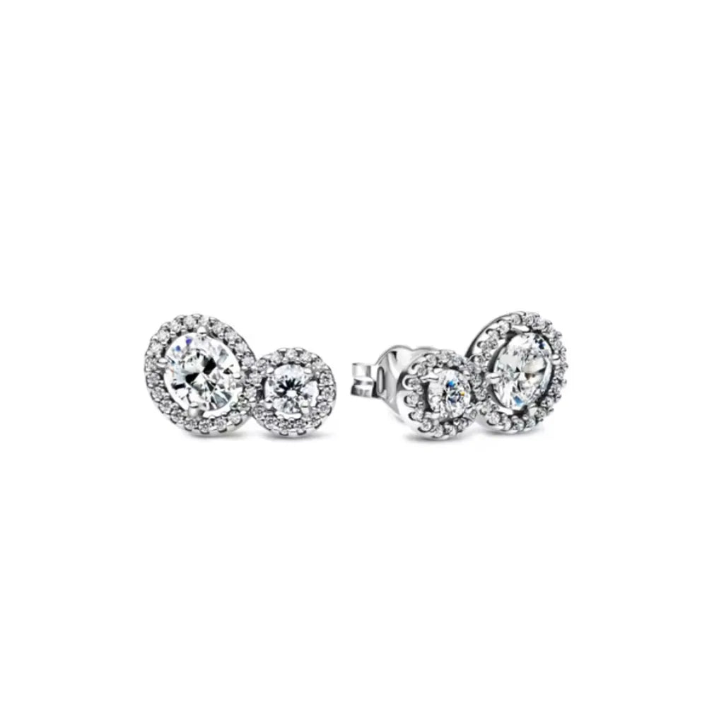 New S925 Silver Heart Stone Stud Earrings Suitable for Valentine's Day, Mother's Day, Anniversary Gift DIY Charm Jewelry