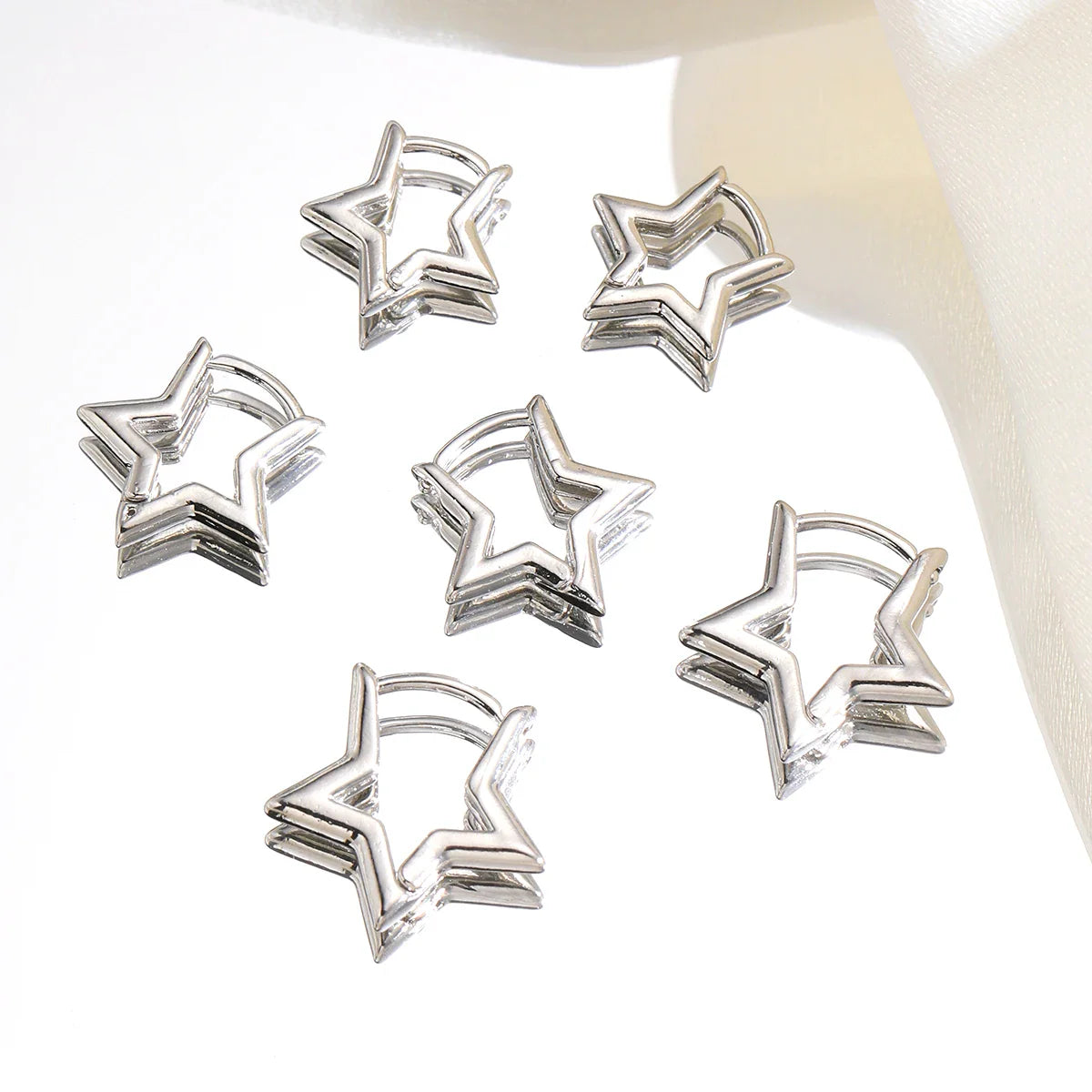 3 Pairs/set Punk Geometric Star Hoop Earrings for Women Simple Gold Color Copper Metal Circle Huggie Earrings New Unisex Jewelry