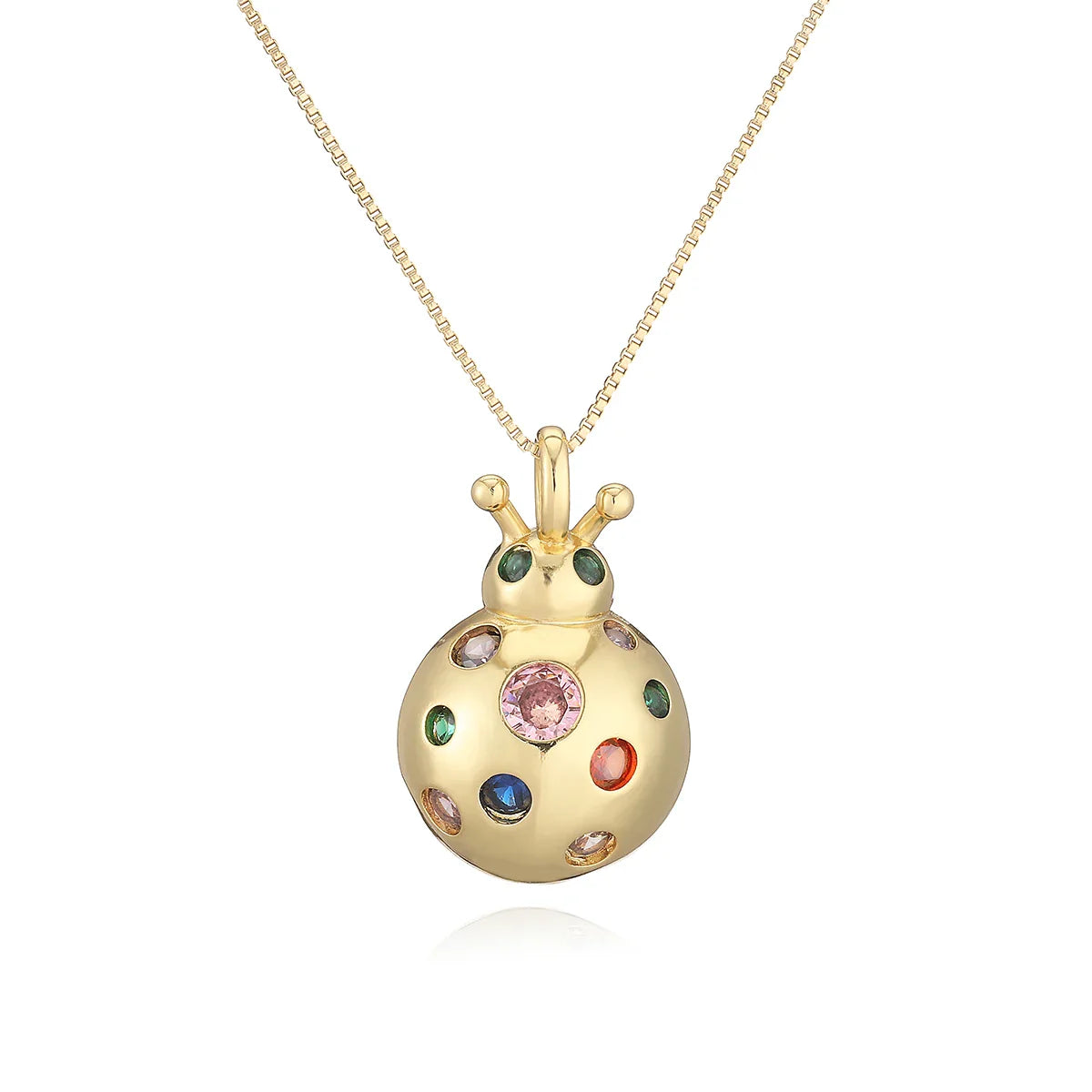 NEWBUY 2025 New Arrival Gold Color Delicate Ladybug Pendant Necklaces For Women AAA Cubic Zirconia Copper Jewelry Gift