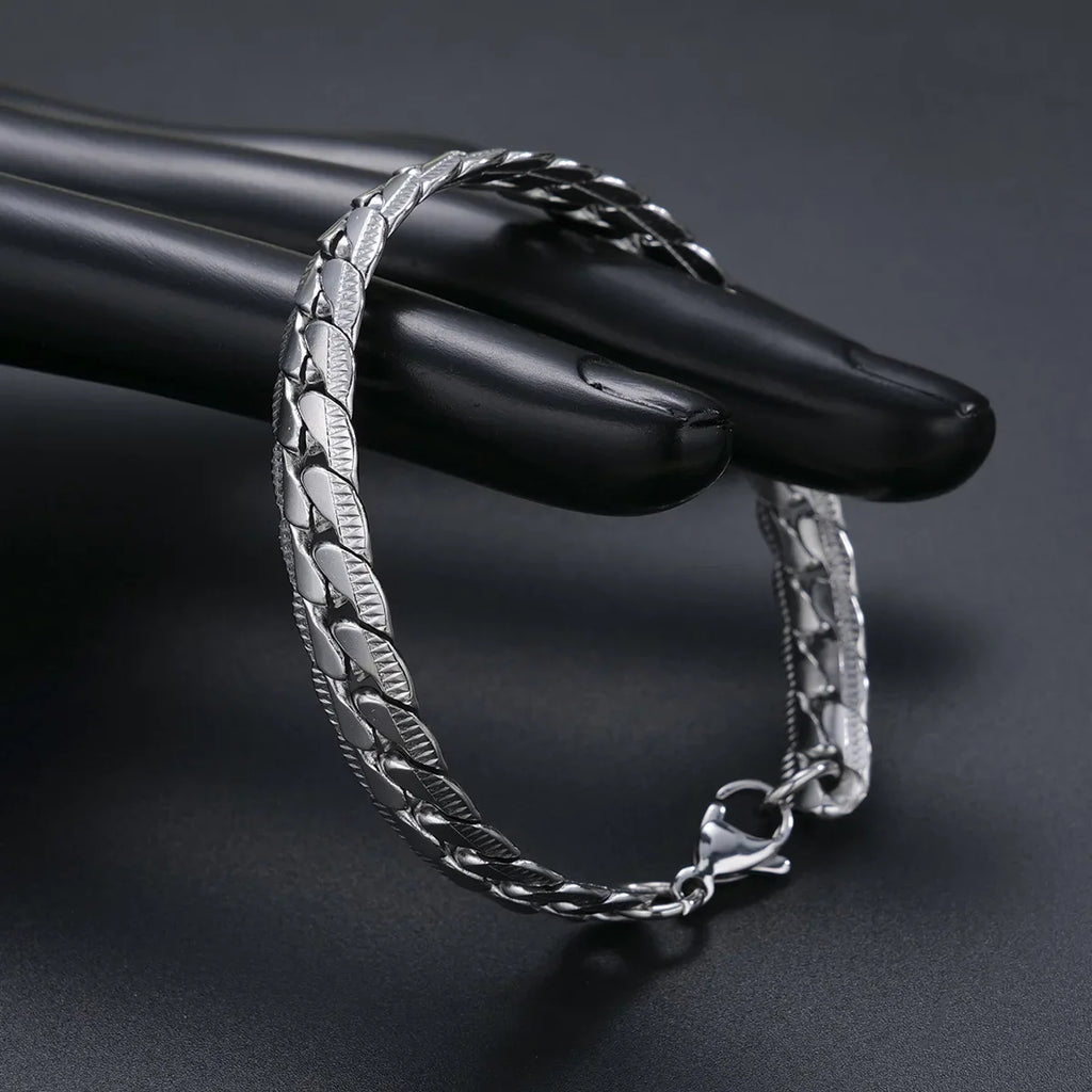 New Trendy Cuban Chain Men Bracelet Classic Stainless Steel Silver Color Width Chain Bracelet For Women Fashion Jewelry Gifts