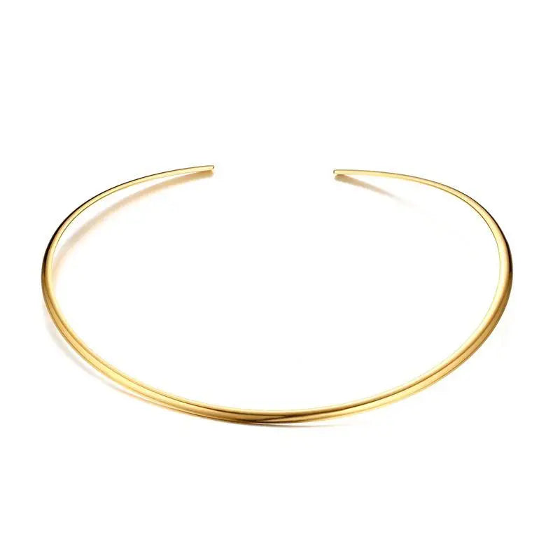 Stainles Steel Chocker Collar Necklace For Women, Open Neck Cuff Torques , Minimalist Necklace Birthday Party Gift