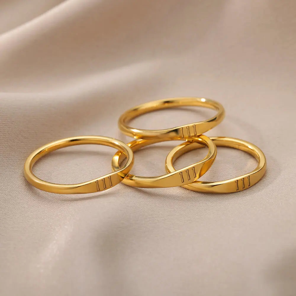 111 222 333 444 555 666 777 999 Angel Number Rings For Women Stainless Steel Ring Vintage Aesthetic Retro Jewelry anillos 2025