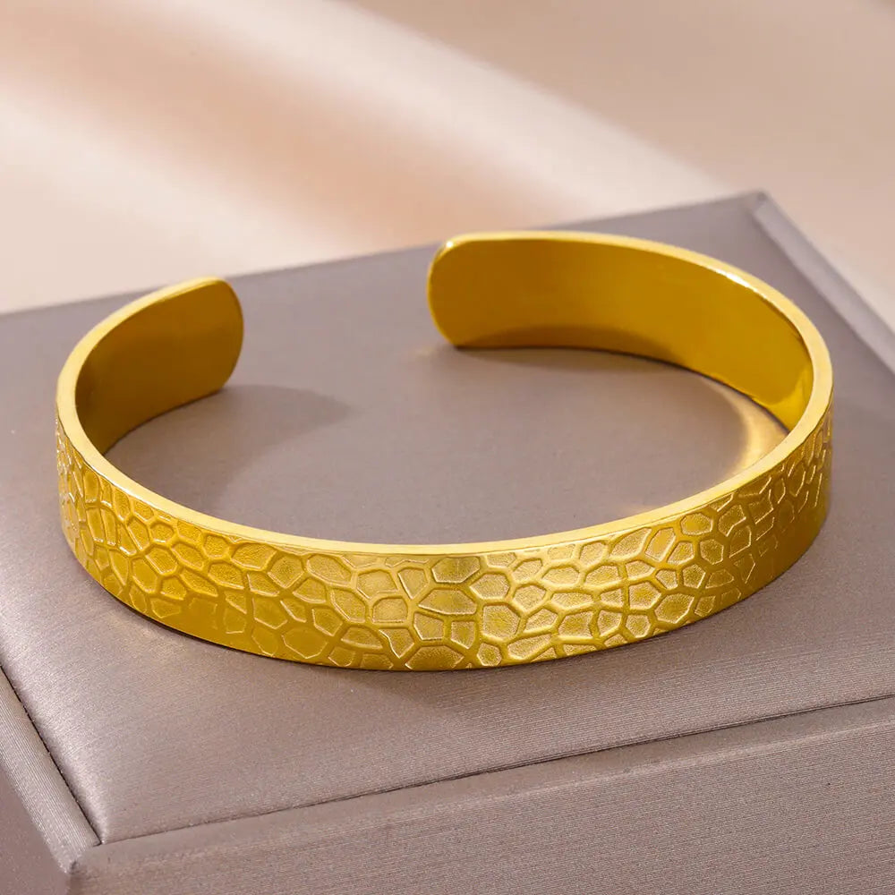 Snake Bangle Bracelet For Women Stainless Steel Opening Gold Plated Opening Bangle Animal Aesthetic Jewelry pulseras mujer