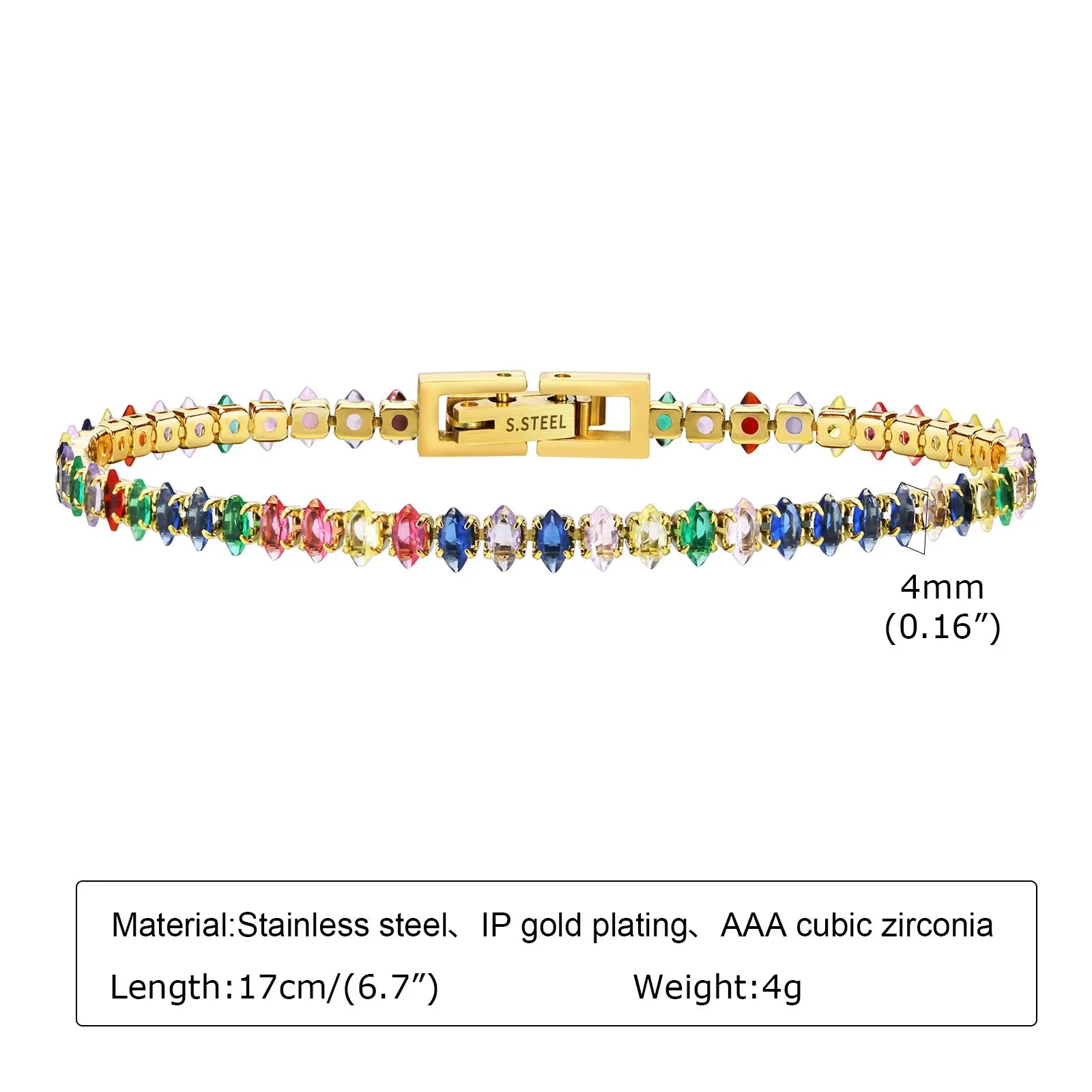 Statement Stainless Steel Chain Bracelet for Women, Vintage 18k Gold Plated Elegant Jewerlry