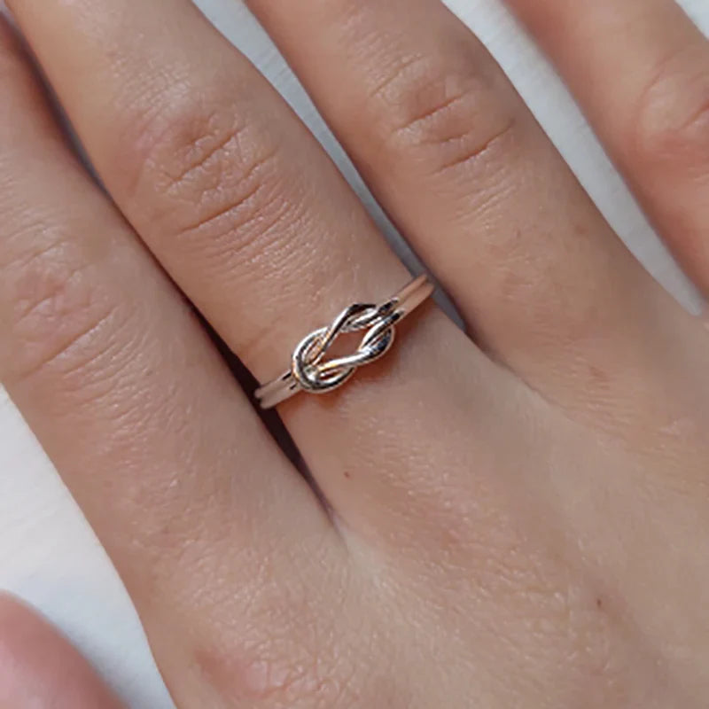 Knot Infinity Rings For Women Girls Gold Color Stainless Steel Heart  Finger Ring Vintage Jewelry Gift Anillos Bague Femme