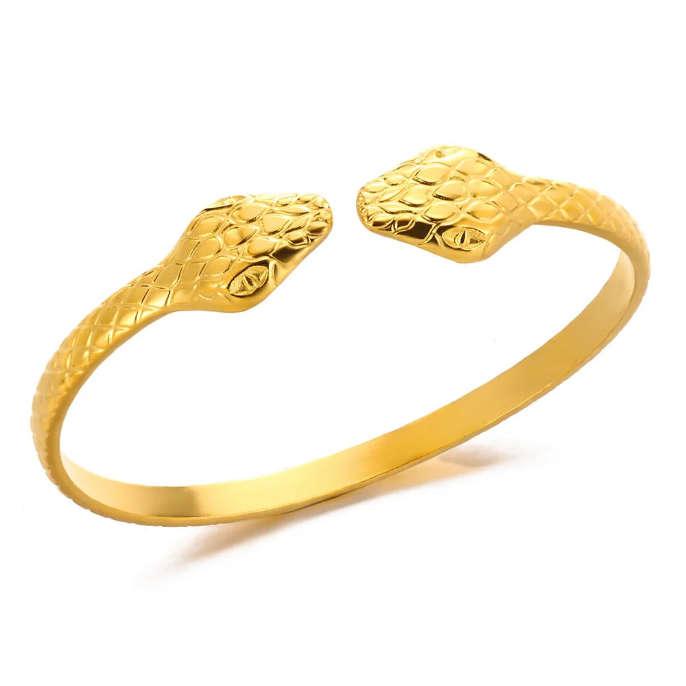 Stainless Steel Snake Bangle Bracelet For Women Vintage Gold Color Aesthetic Charm Bracelet Daily Wear Jewelry Gift mujer
