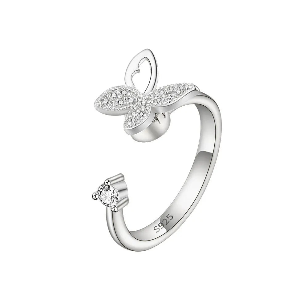 Rotating Anxiety Knuckle Ring For Women Spinner Fidgets Cute Animal Butterfly Flower Anti Stress Ring Party Jewelry Gifts Anillo
