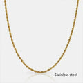 Waterproof Classic 18K Gold Plated Stainless Steel 3mm Rope Chain For Men Women Jewelry Accessories