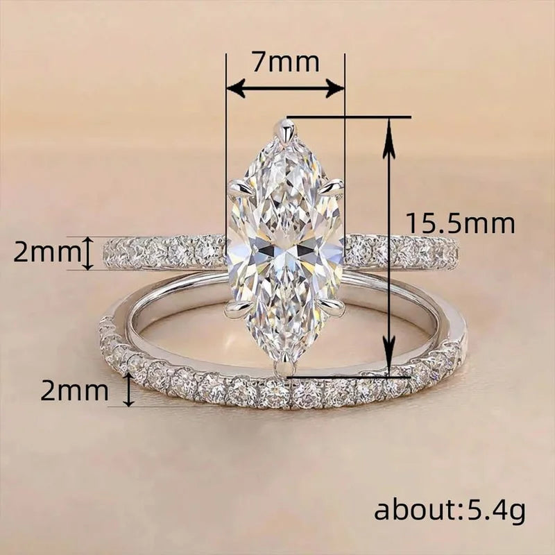 925 Sterling Silver Fashion Classic Marquise Zircon Ring For Women Engagement Wedding Luxury High Quality Fine Jewelry Hot Sales