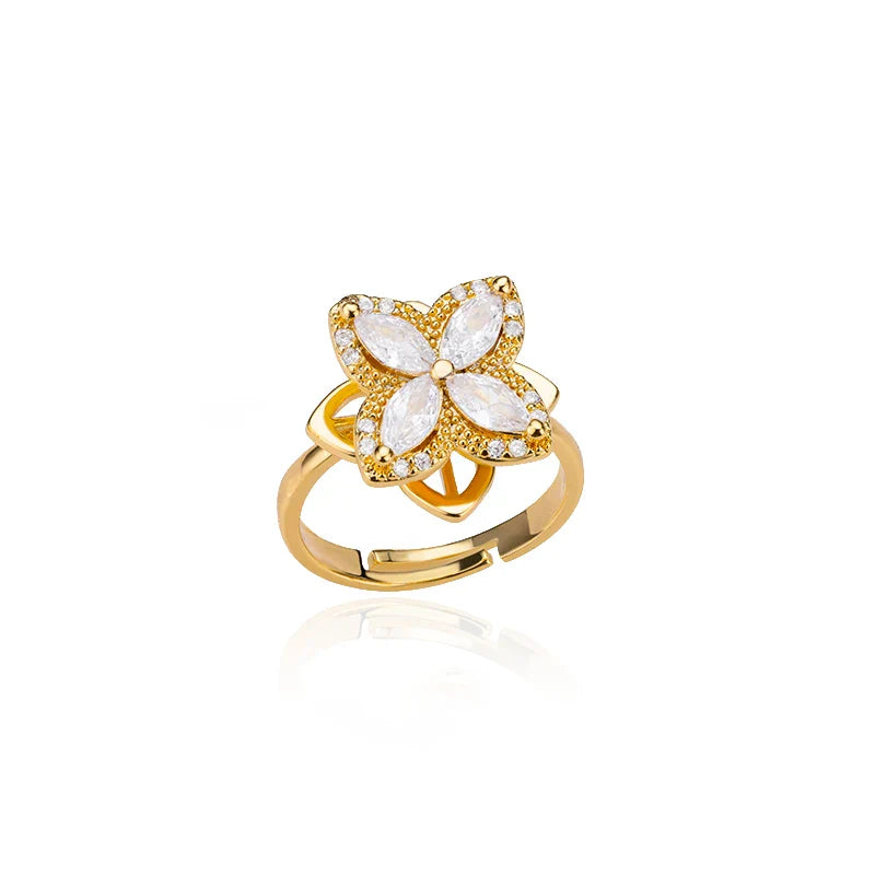 Delicate Zircon Flower Rings for Women Stainless Steel Ring 2024 New Trend Elegant Luxury Aesthetic Jewelry anillos