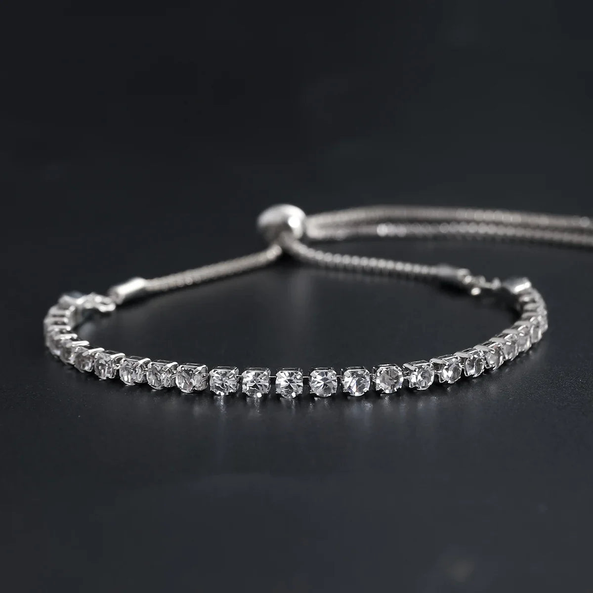 Fine Silver Bracelet Elegant Zircon Tennis Crystal Chain for Women lady Fashion Noble Engagement Wedding Glam