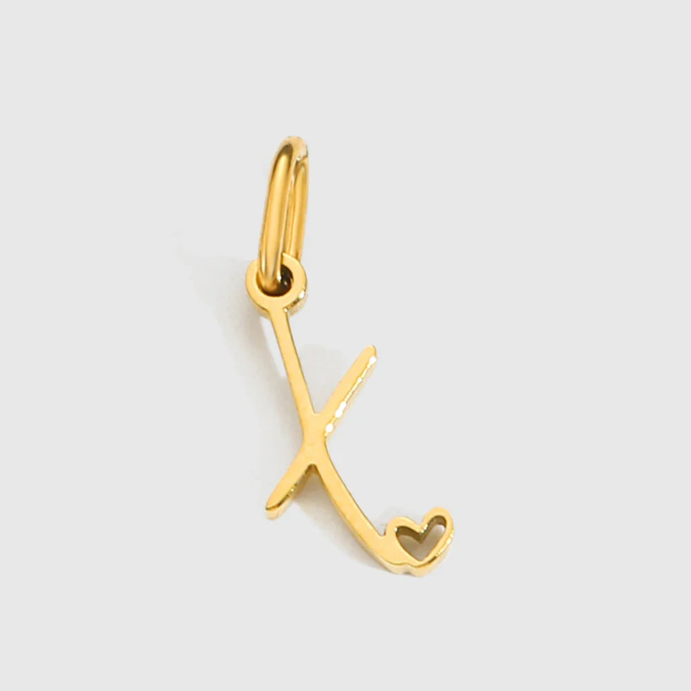 Personalized Stainless Steel Heart Alphabet Pendant DIY Accessories for Necklace Woman Men Jewelry Initials Birthday Gift A-Z