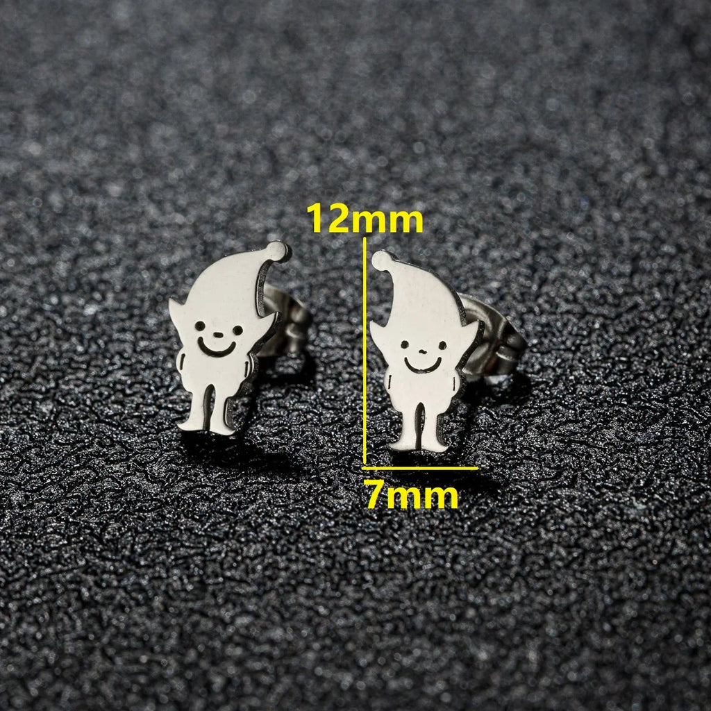 High Quality Stainless Steel Stud Earrings Girl Snowflake Elk Deer Silver Color Tragus Piercing Women'S Earrings Christmas Gifts