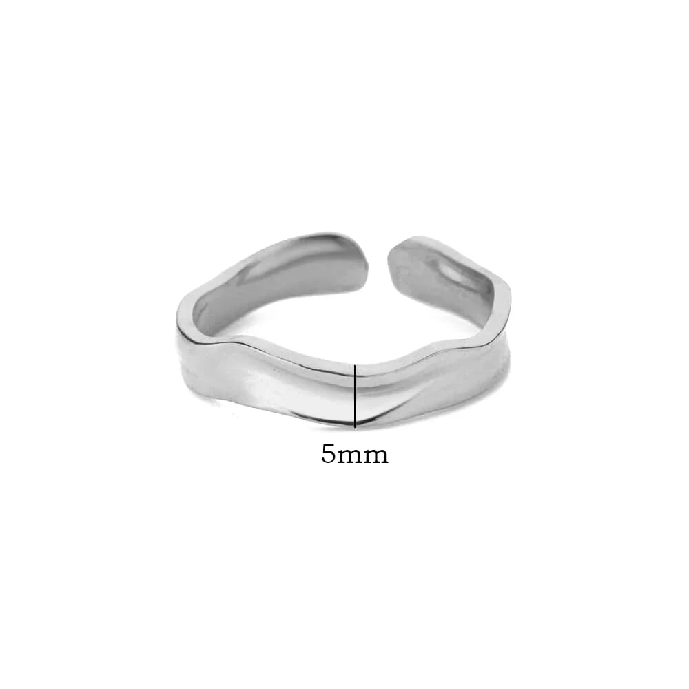 Stainless Steel Minimalist Texture Open Rings For Women Gold Color Wedding Aesthetic Ring Trendy Korean Style Accessories anillo