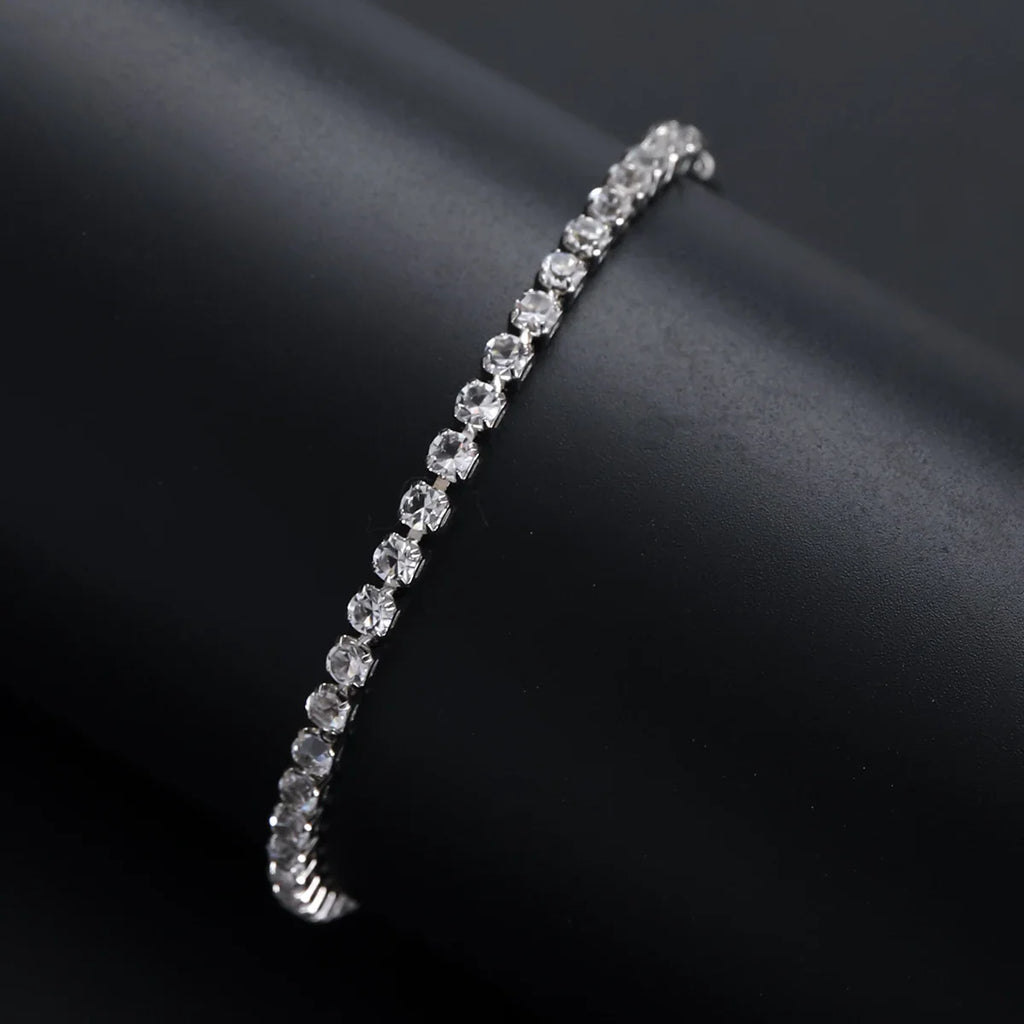 Fine Silver Bracelet Elegant Zircon Tennis Crystal Chain for Women lady Fashion Noble Engagement Wedding Glam