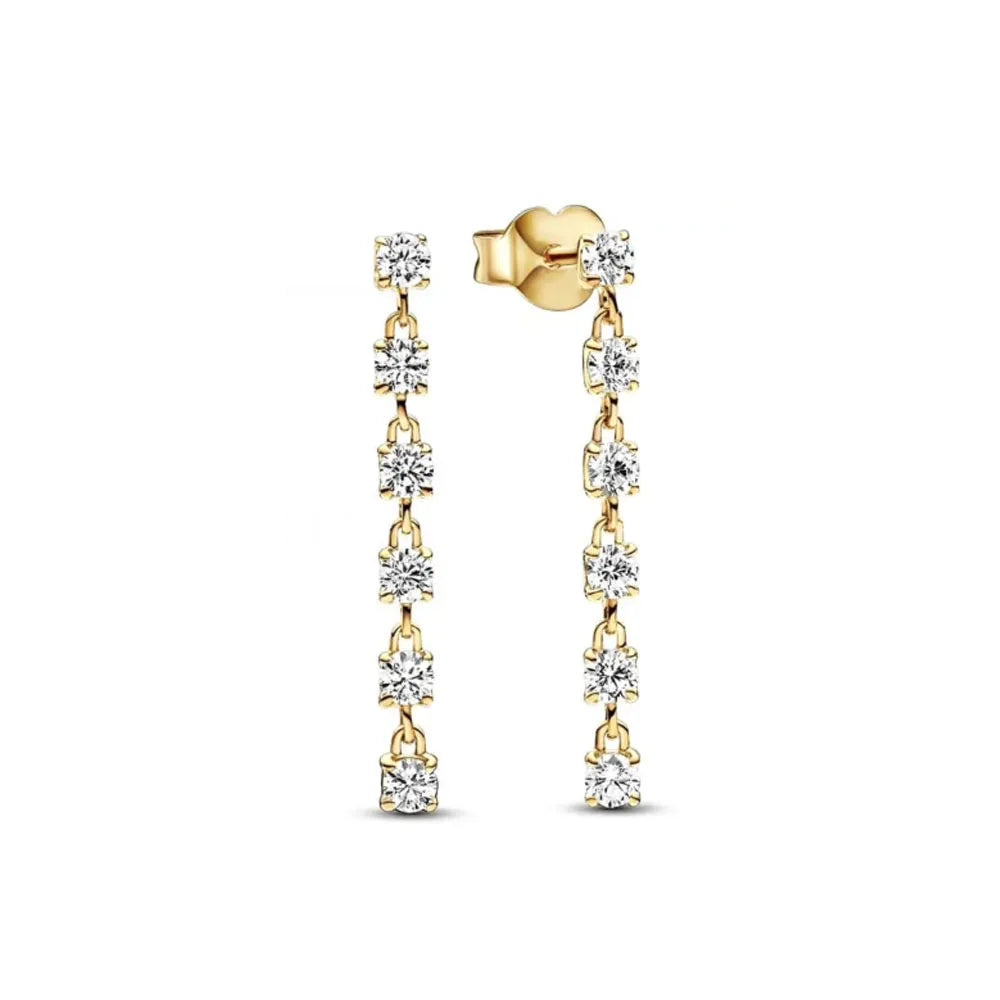European New Cross Sunflower Gold Color Stud Earrings, Fit Women's Festival Exquisite Charm Jewelry Gifts  925 Silver