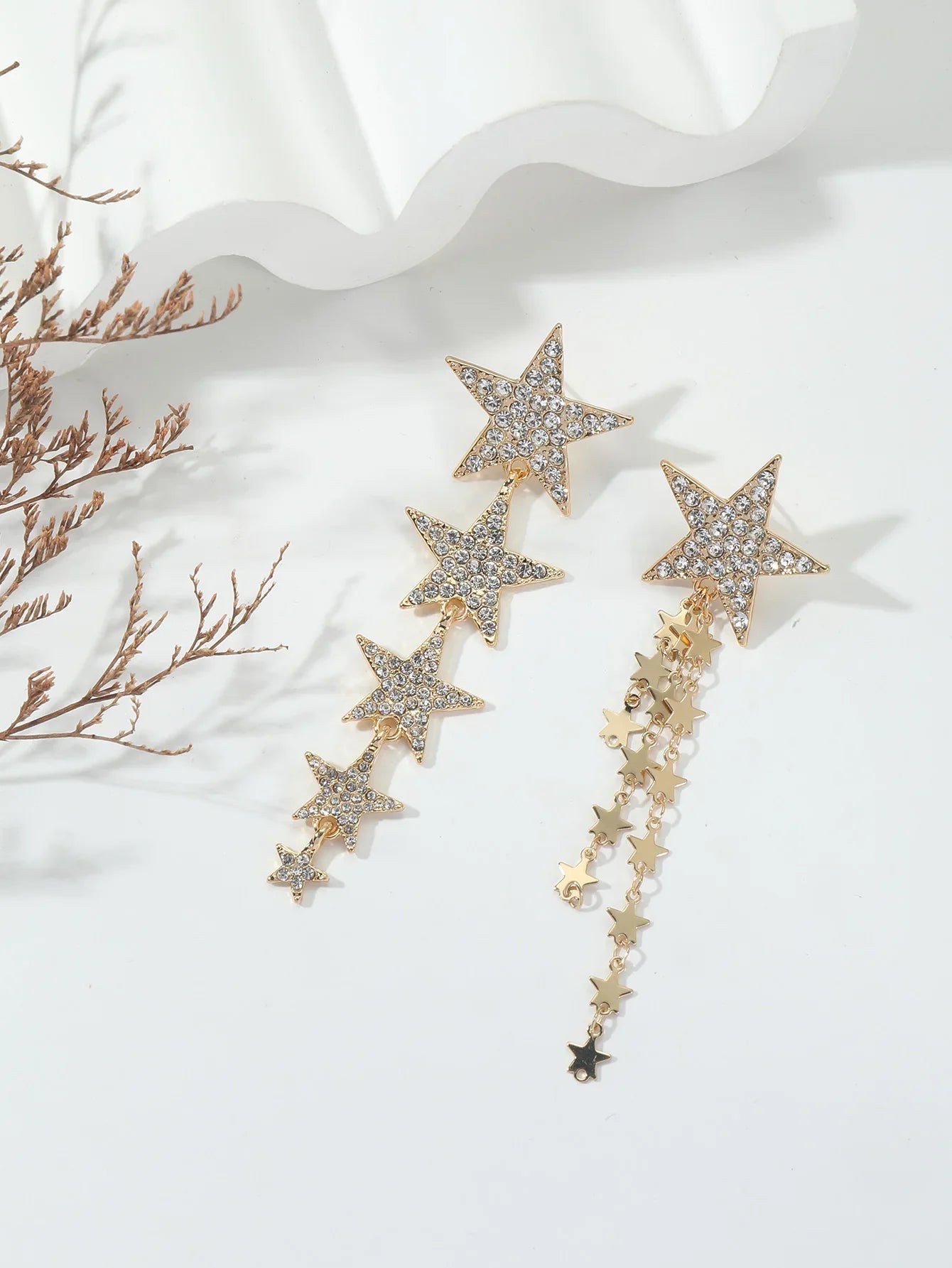 Vintage Long Star Dangle Earrings for Women Trendy Metal Golden Silver Color Punk Statement Dangle Earrings Party Jewelry