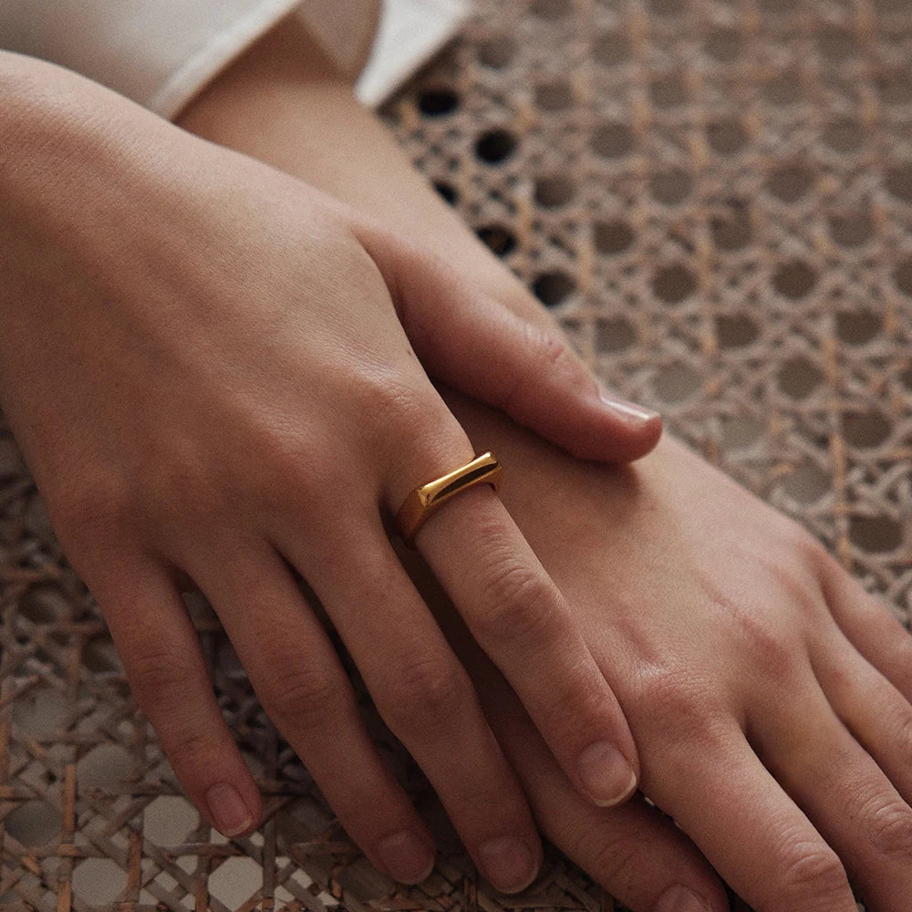 SUNIBI Stainless Steel Ring for Women 5mm Gold Color Custom Lover Couple Rings Gift Fashion Jewelry Wholesale/Dropshipping