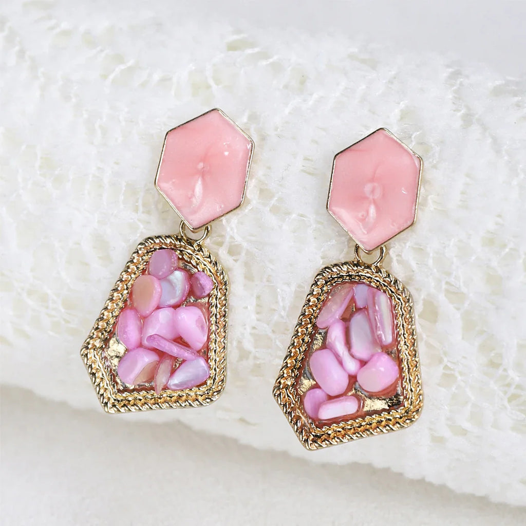 Red Color Women Dangle Earrings Geometric Pendants Gold Color Metal Hook Earrings Long Hang Earrings pendientes fashion jewelry
