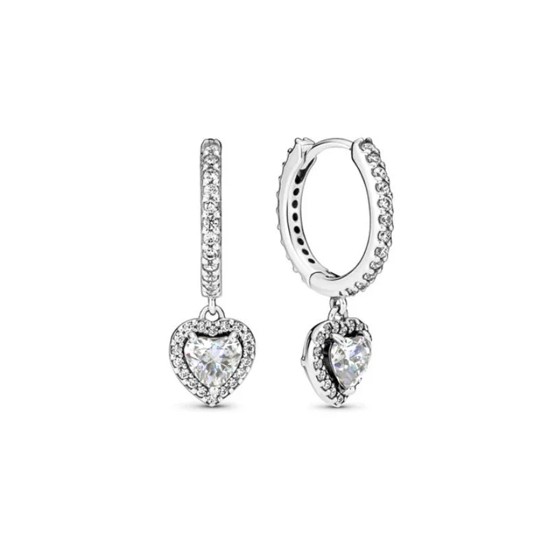 New S925 Silver Heart Stone Stud Earrings Suitable for Valentine's Day, Mother's Day, Anniversary Gift DIY Charm Jewelry