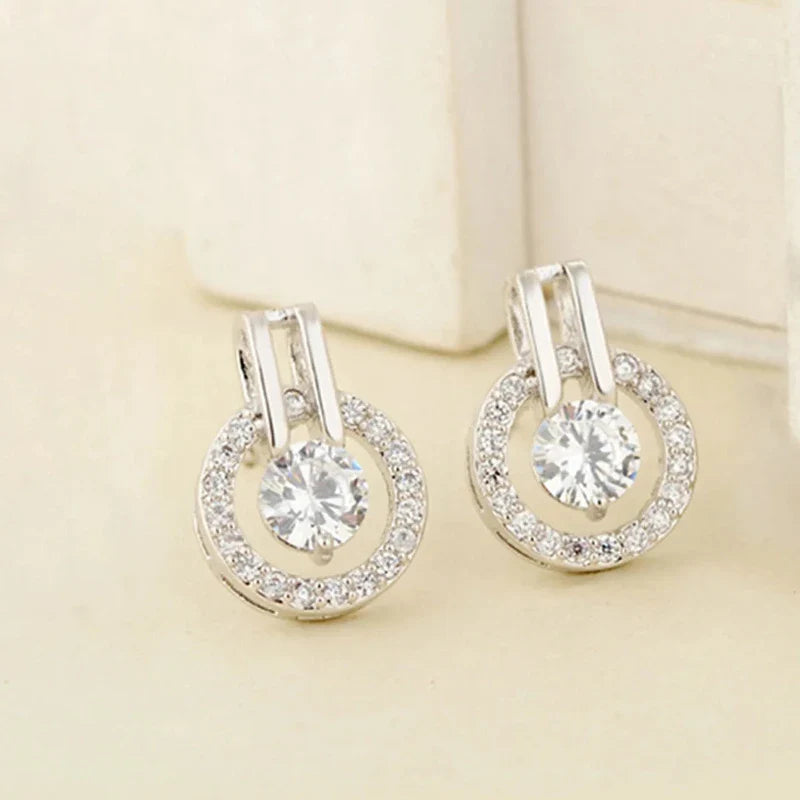 Exquisite Fashion Chic Round Zircon Earrings Casual Ins Assorted Niche High-grade Sense Selling Elegant Accessories