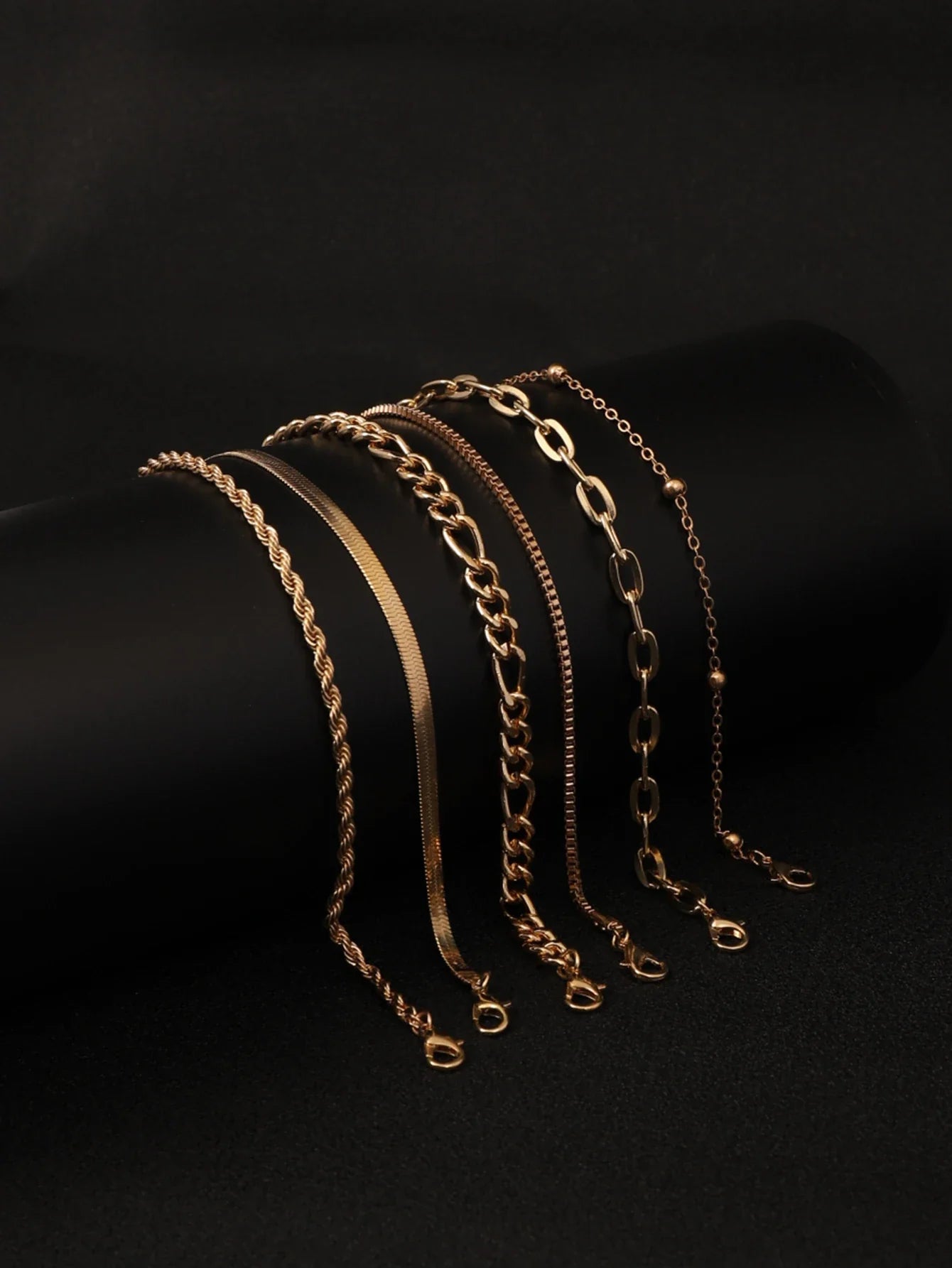 6Pcs Gold Color Bracelet Set Boho Retro Thick Twist Cuban Chain Bracelet for Women 2023 Trendy Quality Jewelry Gifts