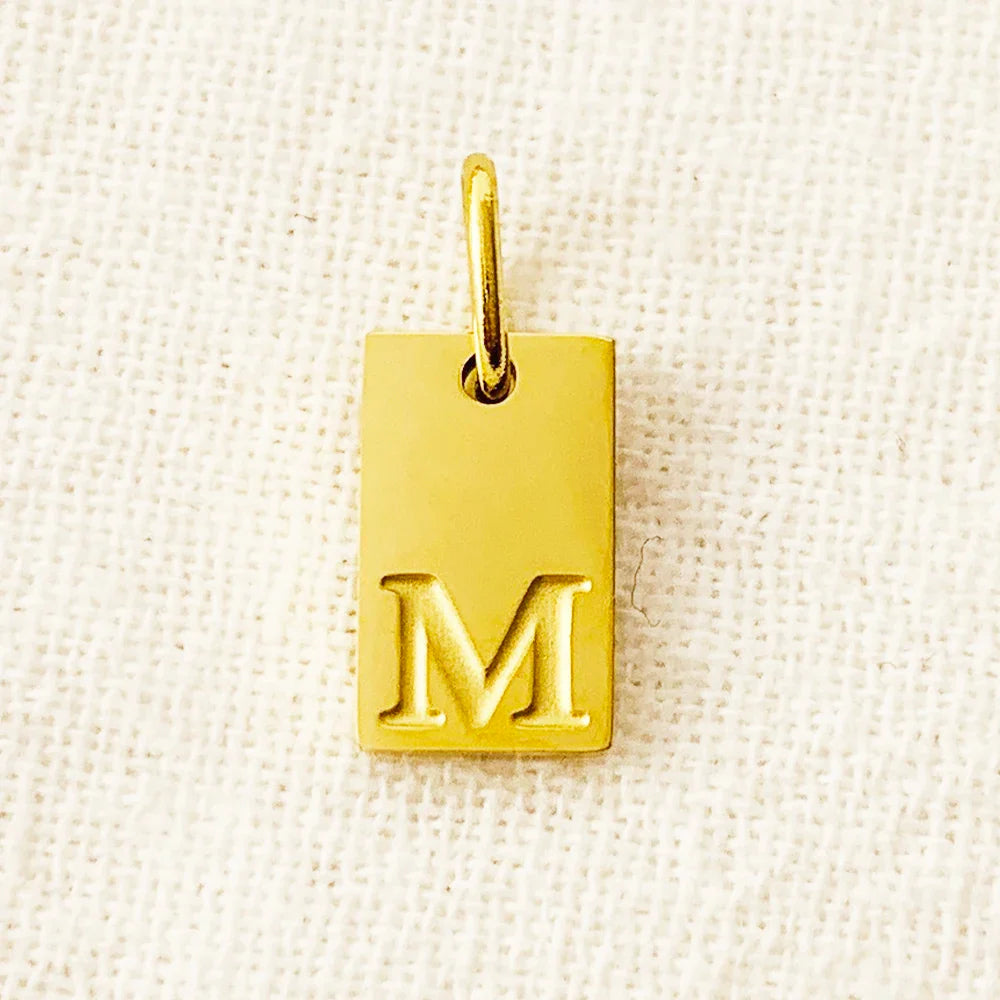 SUNIBI Alphabet Charm Pendant for Necklaces Stainless Steel Jewelry DIY Engraved Lettering Accessories Women's Fashion Jewelry