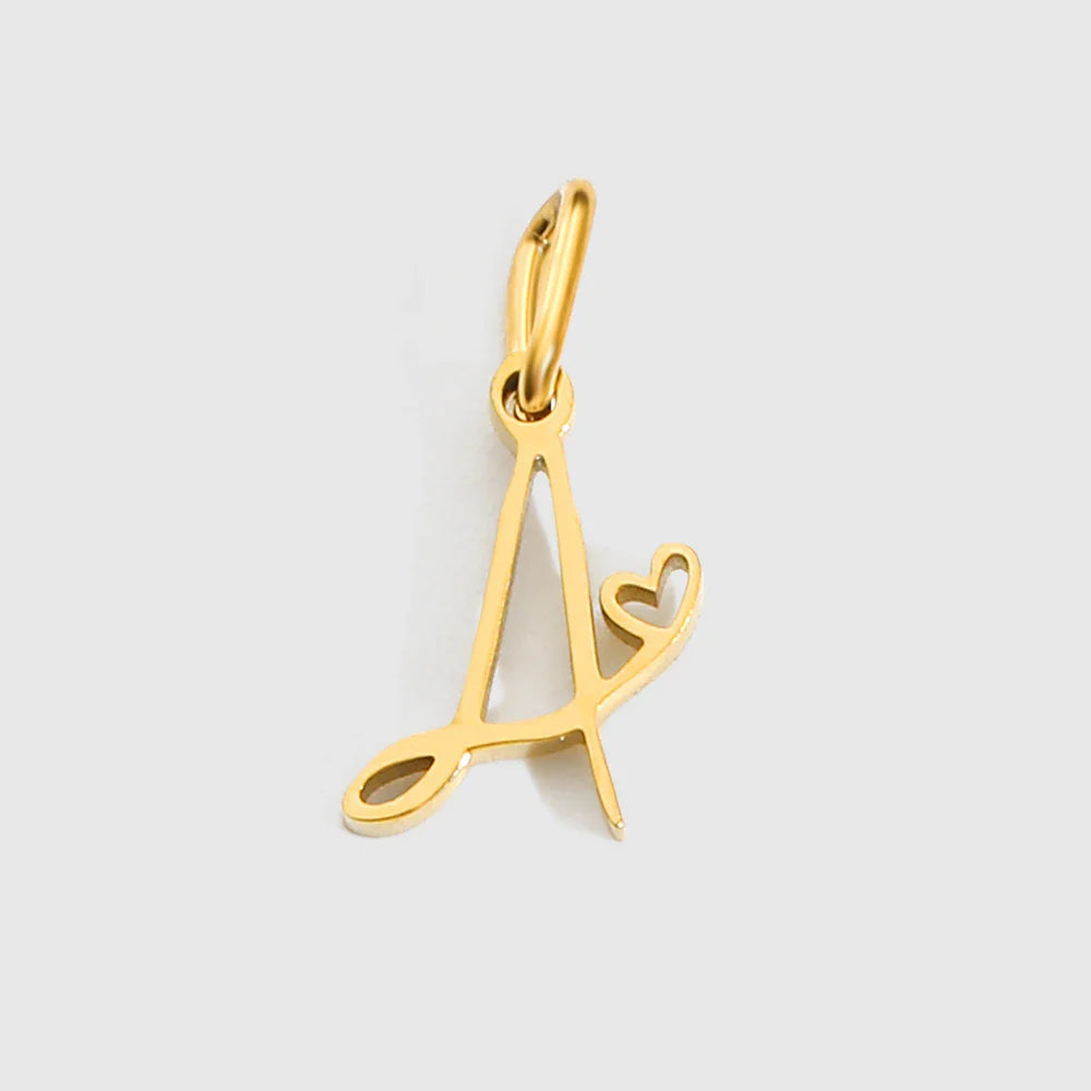 Personalized Stainless Steel Heart Alphabet Pendant DIY Accessories for Necklace Woman Men Jewelry Initials Birthday Gift A-Z