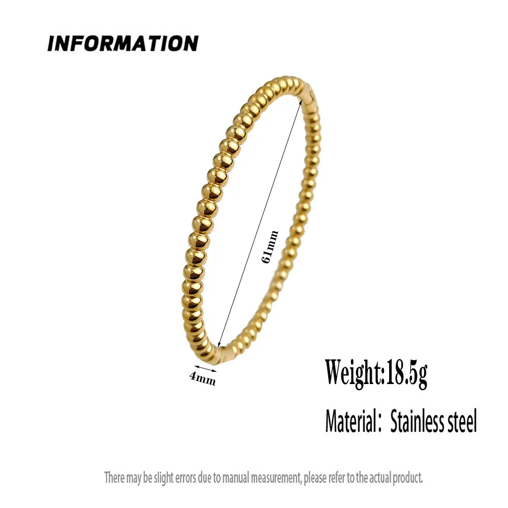 New stainless steel ball bead gold-plated bracelet, classic O-shaped silver bracelet for women, wedding party jewelry
