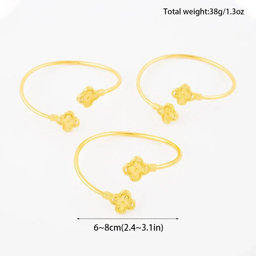 New Design Classic Luxury Stainless Steel Clover Bracelets Ring Elegant Temperament For Woman Jewelry Daily Wear Festival Gifts