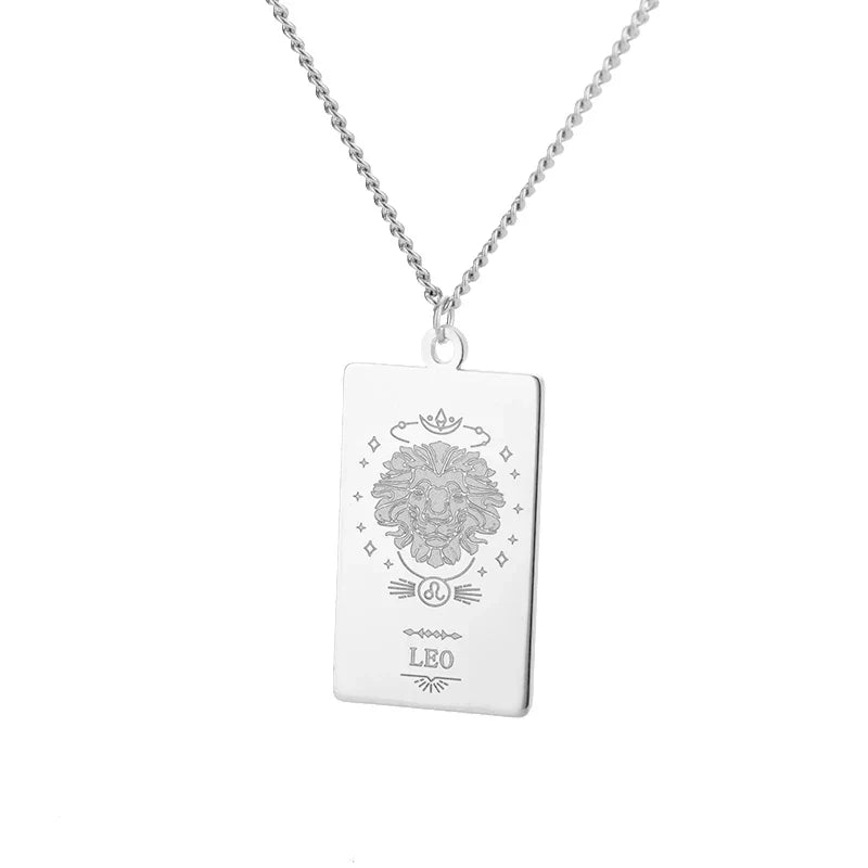 Stainless Steel Zodiac Sign Necklace For Women Vintage Constellation Libra Pendant Chain Collar Aesthetic 2024 New Trend Jewelry