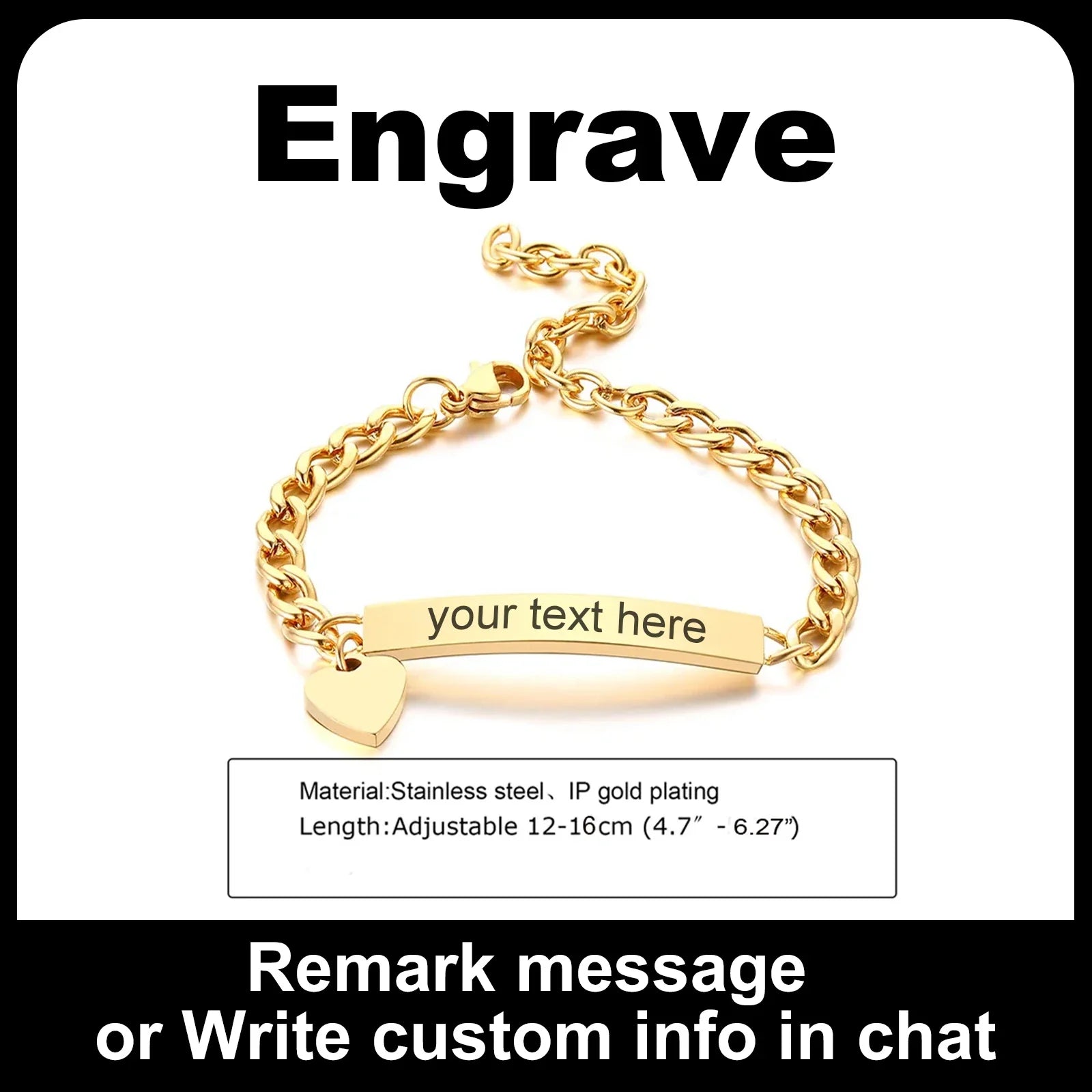 Customized Heart Bracelet for Little Girl Boy, Engravable ID Name Bracelet, Personalized Stainless Steel Chain Birthday Gift