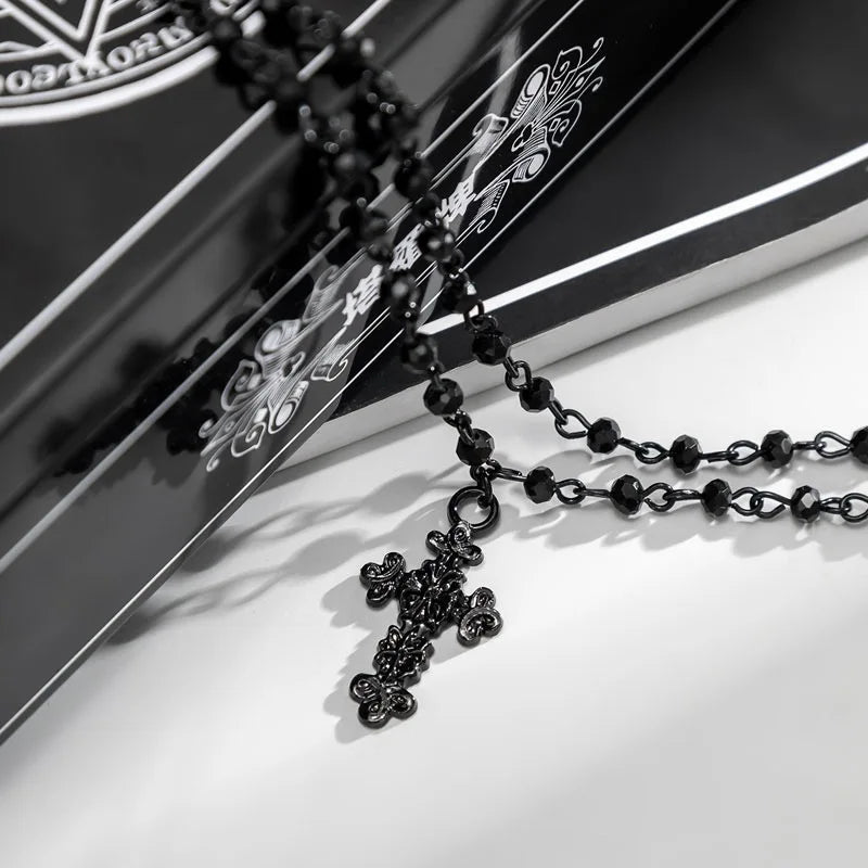 2Pcs/Pack necklace Set cross Crystal Necklace Female Retro Sweet Cool Style Double Layer Pendant Collarbone Chain Jewelry