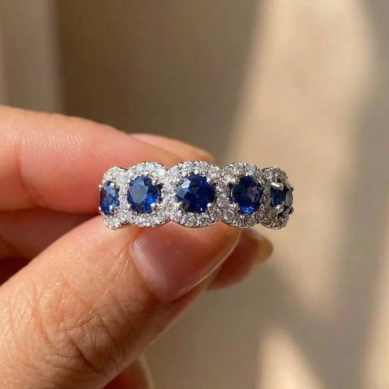 Luxury 925 Sterling Silver Classic Ring for Women Six Claw Jewelry Simple Imitation Diamond Women's Ring Engagement Wedding Gift
