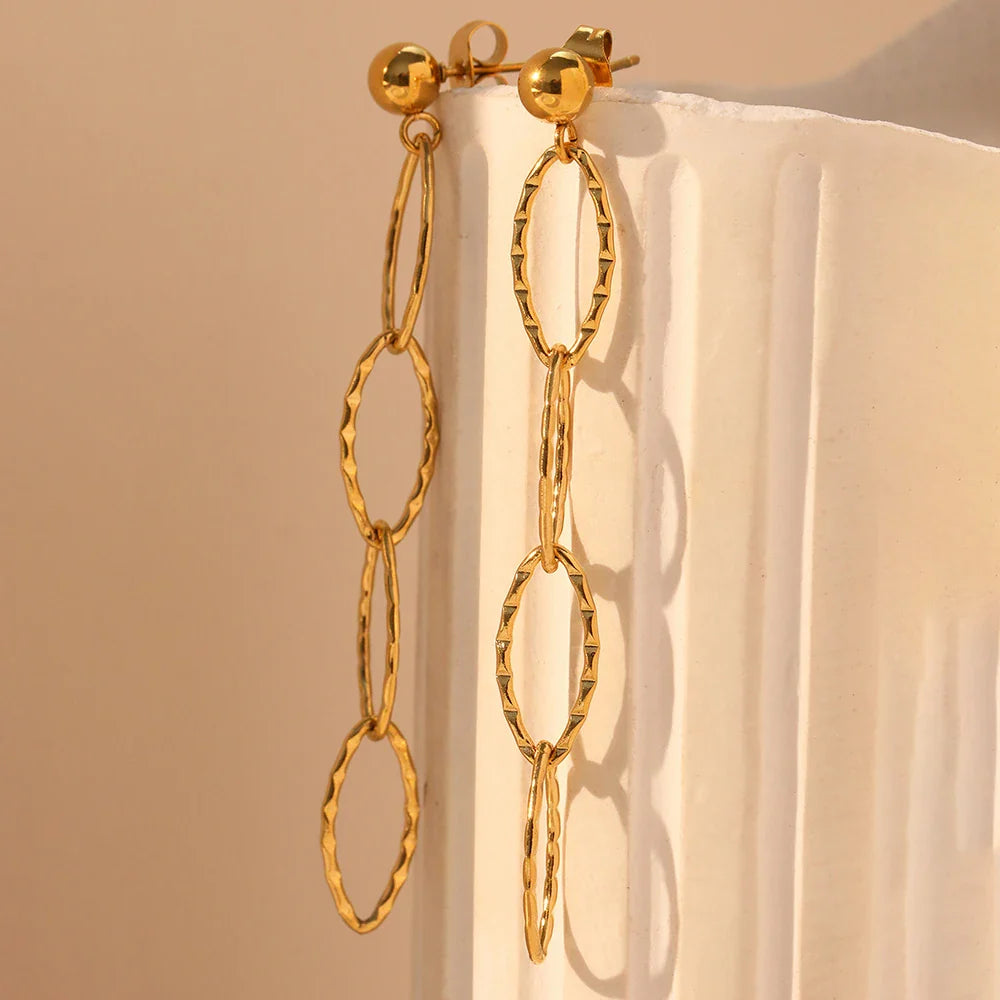 Stainless Steel Earrings Personality Irregular circle Long Fashion Simplicity High-end Sense Dangle Earrings For Women Jewelry