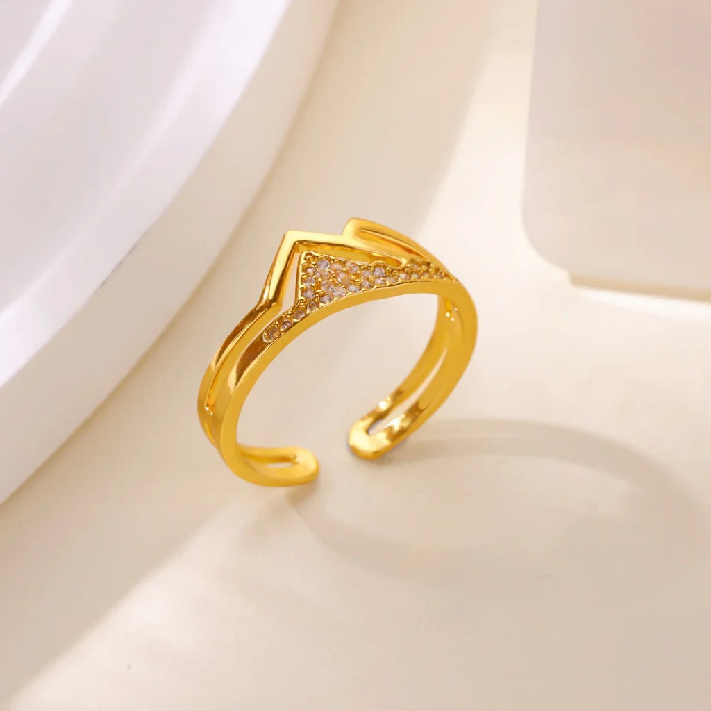 Fashion Pink Heart Zircon Rings for Women Gold Color Stainless Steel Imitation Pearl Ring Elegant Aesthetic Wedding Jewelry Gift