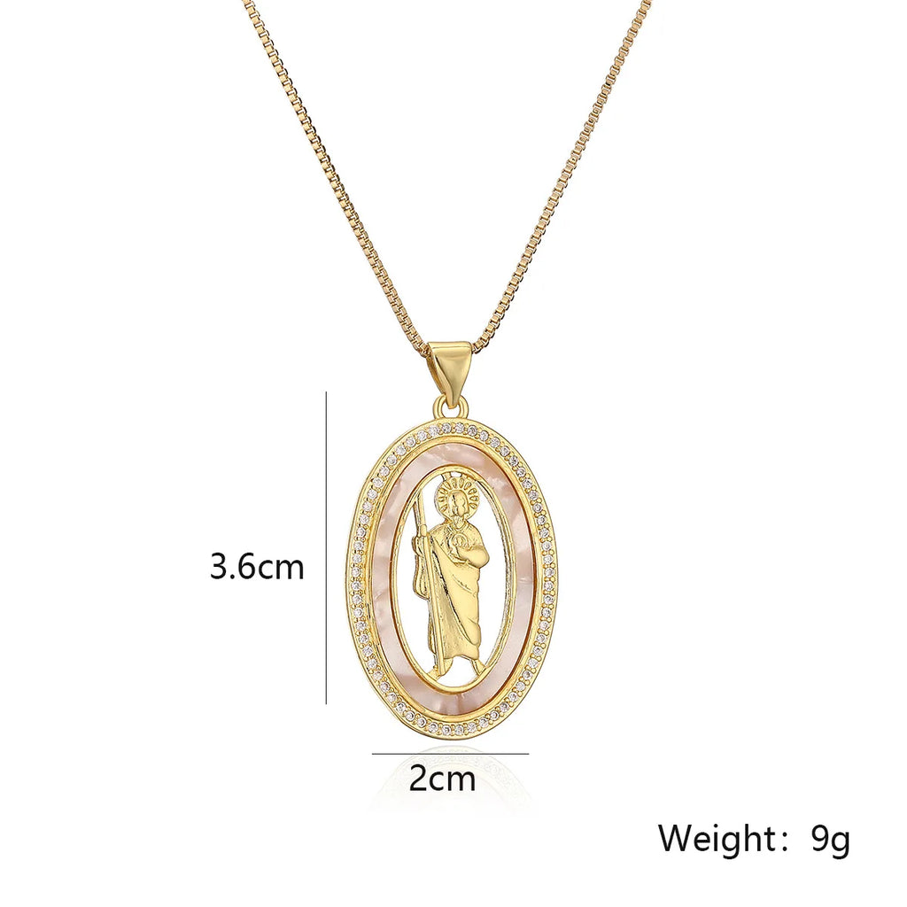 NEWBUY High Quality Women's Religious Jewelry Copper CZ Zircon Inlay Virgin Mary Pendant Stainless Steel Chain Necklace