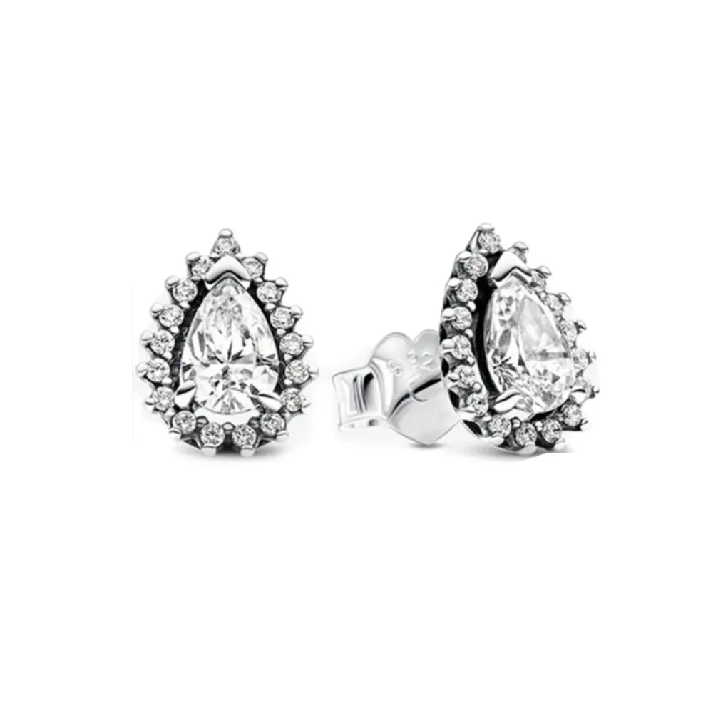 New S925 Silver Heart Stone Stud Earrings Suitable for Valentine's Day, Mother's Day, Anniversary Gift DIY Charm Jewelry