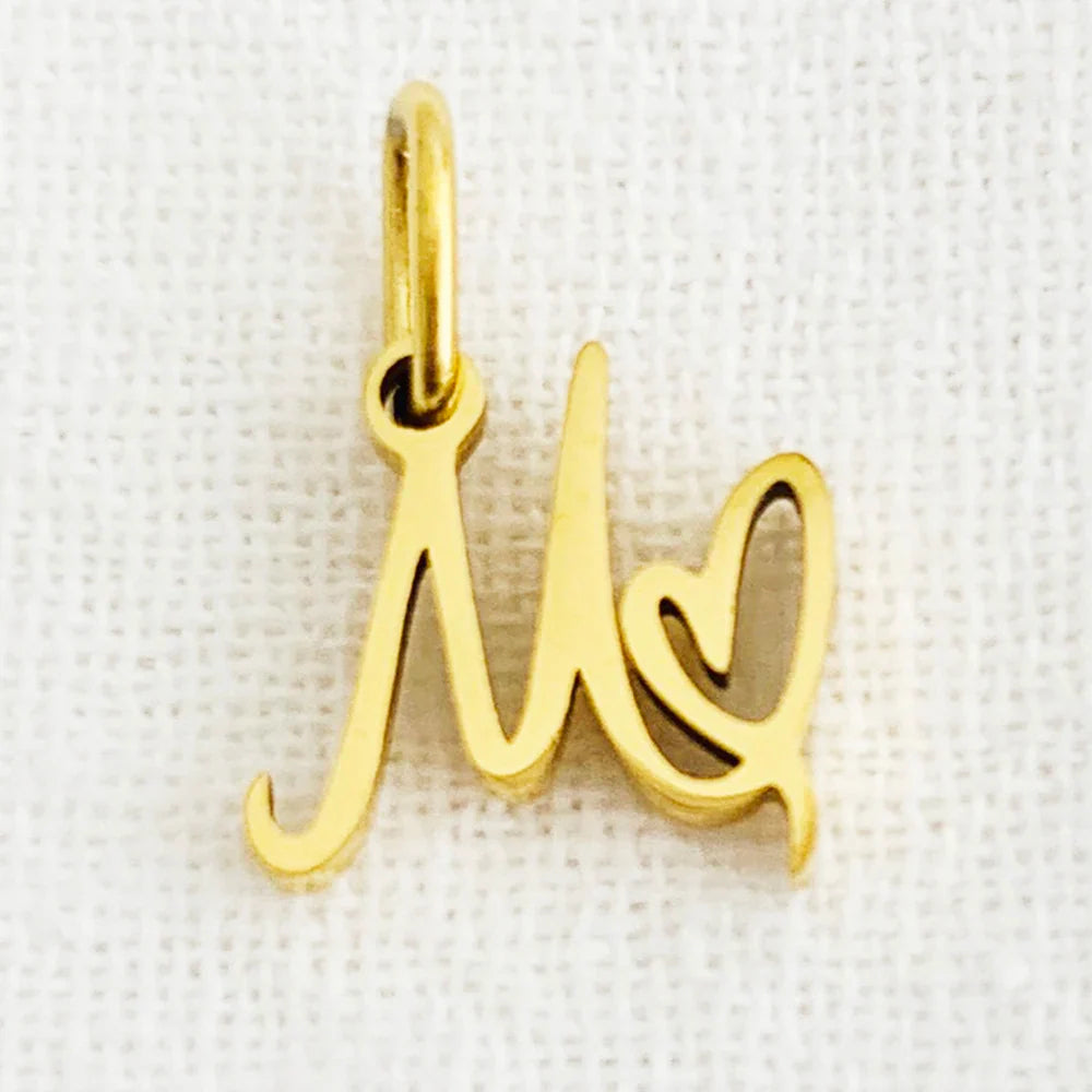 SUNIBI Heart Art Initial Alphabet Pendant DIY Name Customized Birthday Gift Stainless Steel Women Fashion Jewelry A-Z Wholesale
