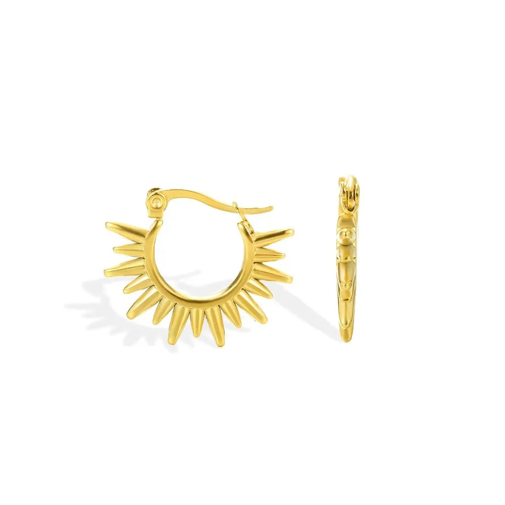 Vintage Stainless Steel Sun Earrings For Women Bohemian Sun Shine Earrings Irregular Fan Shaped Earrings Jewelry Party Gifts